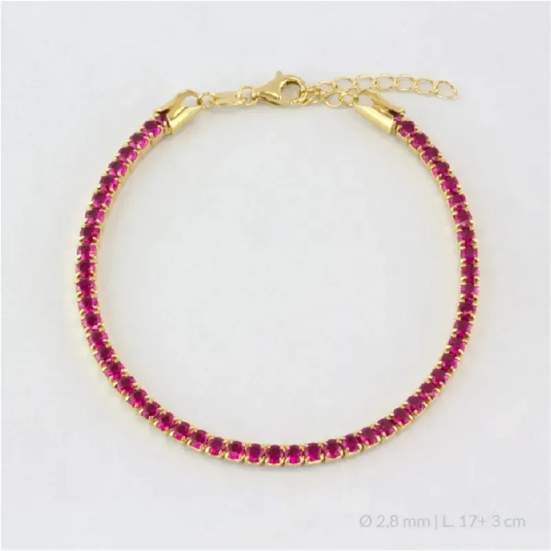 Pulsera en Plata de Ley 925m chapada oro 17 cm. circonitas de 2.8 mm.
