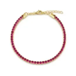 Pulsera en Plata de Ley 925m chapada oro 17 cm. circonitas de 2.8 mm.