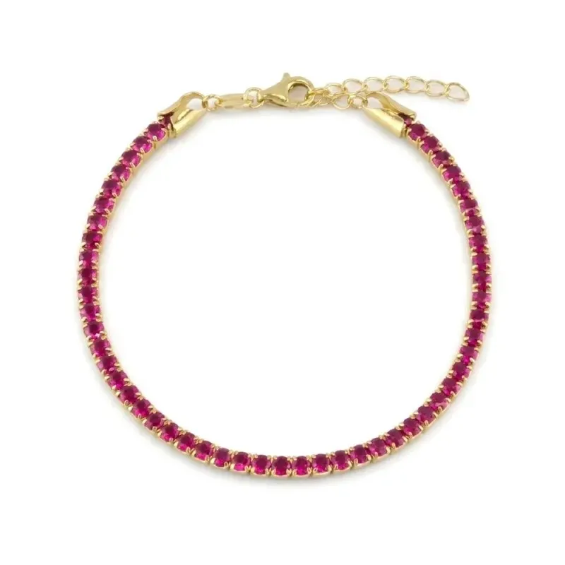 Pulsera en Plata de Ley 925m chapada oro 17 cm. circonitas de 2.8 mm.