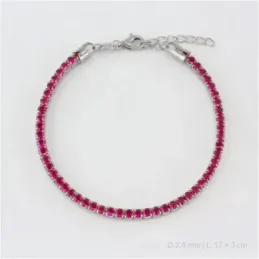 Pulsera en Plata de Ley 925m de 17 cm. circonitas de 2.8 mm. color ro