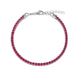 Pulsera en Plata de Ley 925m de 17 cm. circonitas de 2.8 mm. color ro