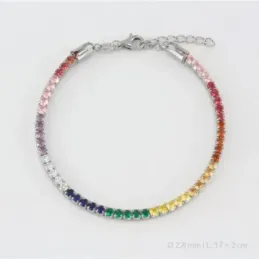 Pulsera en Plata de Ley 925m de 17 cm. circonitas de 2.8 mm. colores