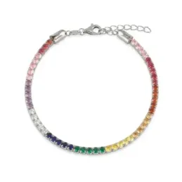 Pulsera en Plata de Ley 925m de 17 cm. circonitas de 2.8 mm. colores