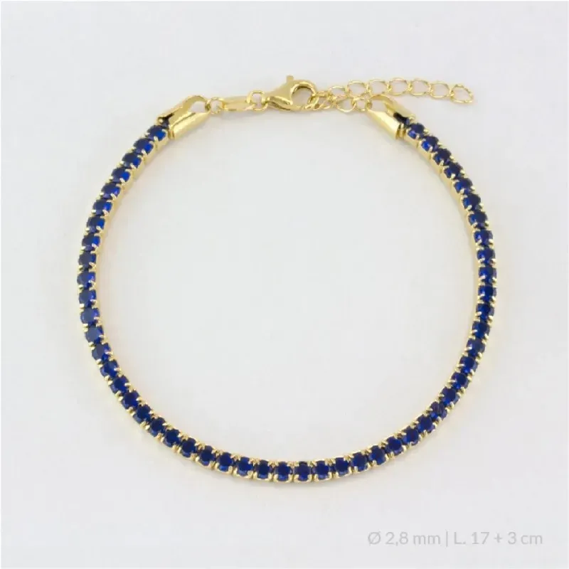 Pulsera en Plata de Ley 925m chapada oro 17 cm. circonitas de 2.8 mm.