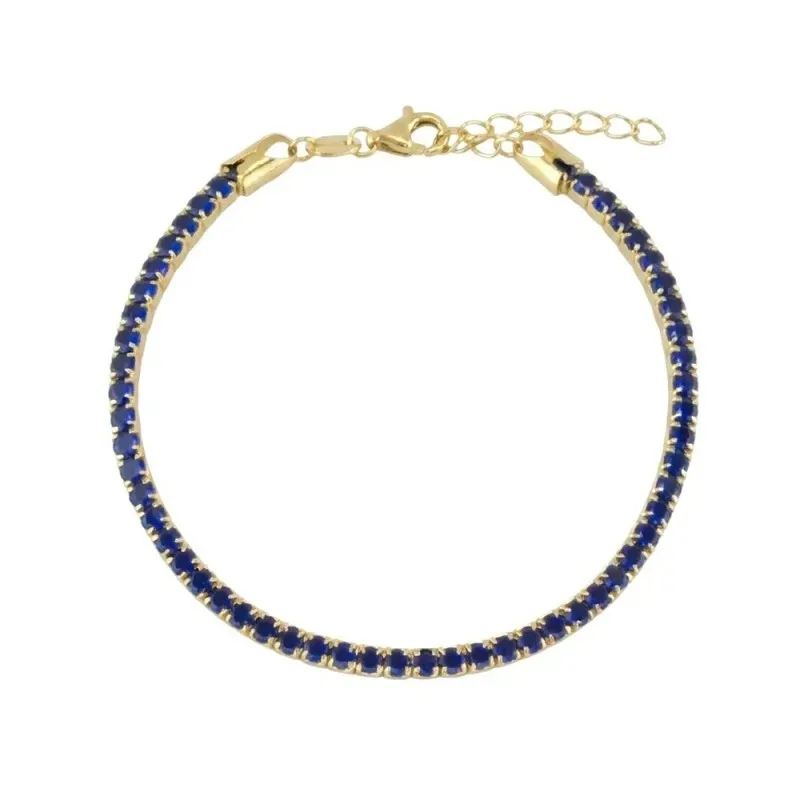 Pulsera en Plata de Ley 925m chapada oro 17 cm. circonitas de 2.8 mm.