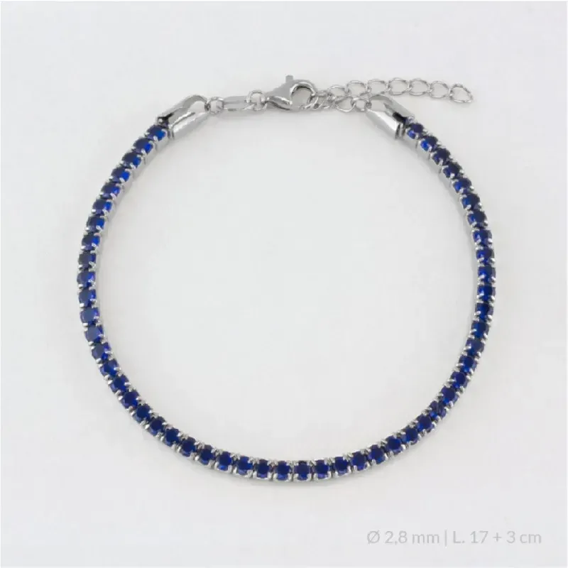 Pulsera en Plata de Ley 925m de 17 cm. circonitas de 2.8 mm. color az