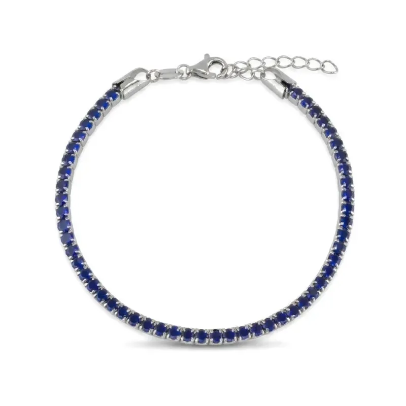 Pulsera en Plata de Ley 925m de 17 cm. circonitas de 2.8 mm. color az