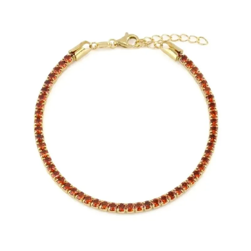 Pulsera en Plata de Ley 925m chapada oro 17 cm. circonitas de 2.8 mm.