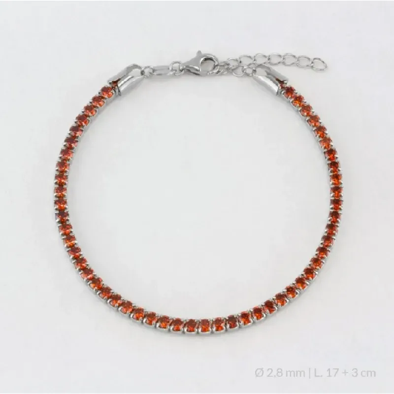 Pulsera en Plata de Ley 925m de 17 cm. circonitas de 2.8 mm. color ru