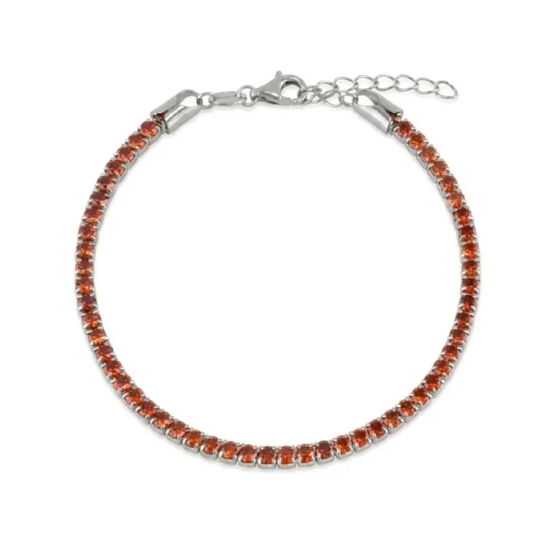 Pulsera en Plata de Ley 925m de 17 cm. circonitas de 2.8 mm. color ru