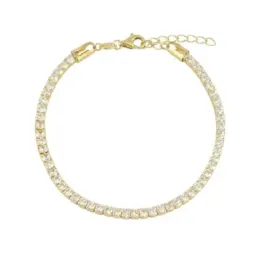Pulsera en Plata de Ley 925m chapada oro con 17 cm. circonitas de 2.8