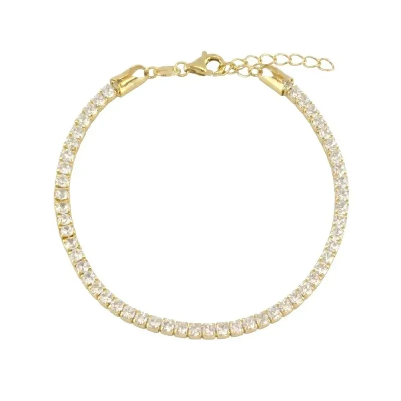 Pulsera en Plata de Ley 925m chapada oro con 17 cm. circonitas de 2.8