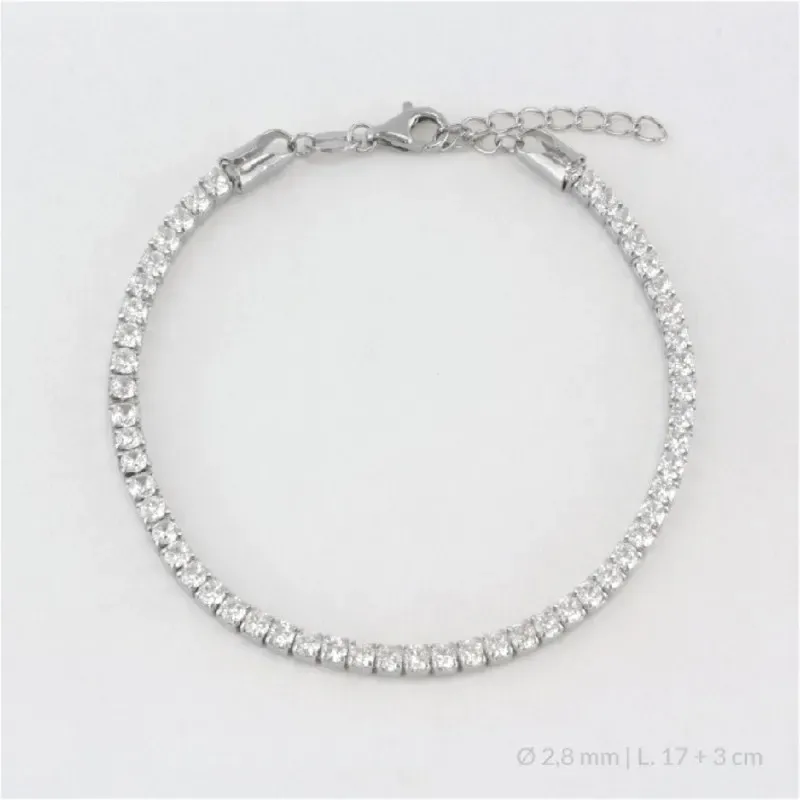Pulsera en Plata de Ley 925m de 17 cm. circonitas de 2.8 mm. engaste