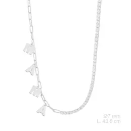 Gargantilla Plata Ley 925m 43.5 cm. charms colgantes MAMÁ 7 mm. circo