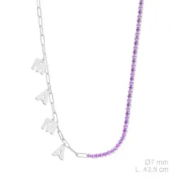 Gargantilla Plata Ley 925m 43.5 cm. charms colgantes MAMÁ 7 mm. circo