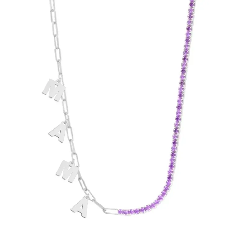 Gargantilla Plata Ley 925m 43.5 cm. charms colgantes MAMÁ 7 mm. circo