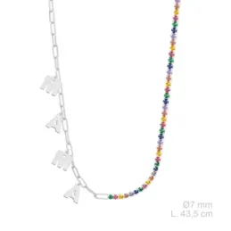 Gargantilla Plata Ley 925m 43.5 cm. charms colgantes MAMÁ 7 mm. circo