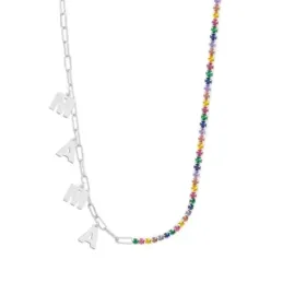 Gargantilla Plata Ley 925m 43.5 cm. charms colgantes MAMÁ 7 mm. circo