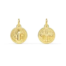 Medalla oro 18k escapulario San Benito 12mm. [AB3694]