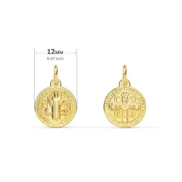 Medalla oro 18k escapulario San Benito 12mm. [AB3694]