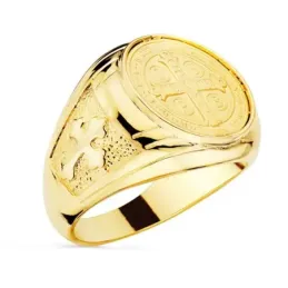 Cruz de San Benito sello oro 18k hombre laterales detalles cruz