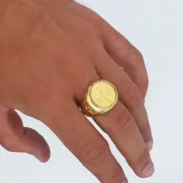 Cruz de San Benito sello oro 18k hombre laterales detalles cruz