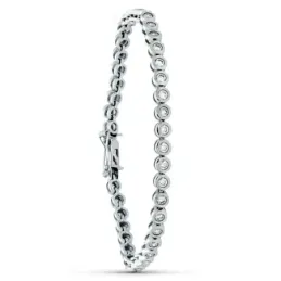 Pulsera oro blanco 18k mujer 19.5 cm. formas redondas huecas circonit