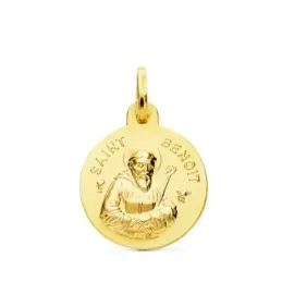 Saint Benoit Medalla Oro 18k brillo 16 mm. lisa