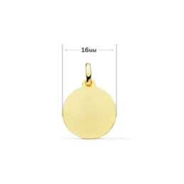 Saint Benoit Medalla Oro 18k brillo 16 mm. lisa. Grabación incluida e