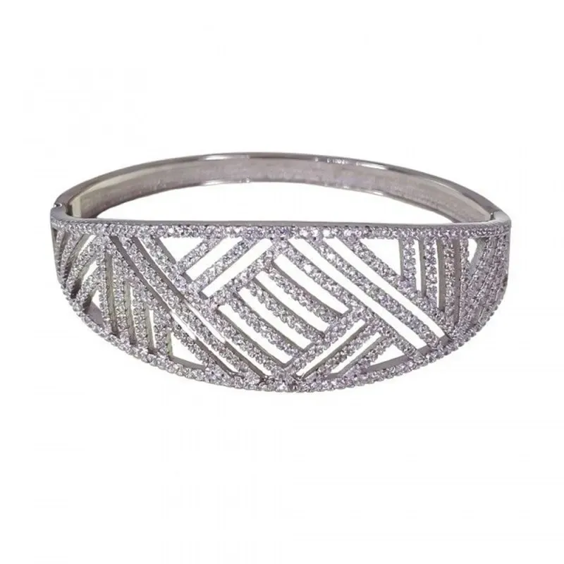 Pulsera brazalete plata Ley 925m circonita rodiado [AB0927]