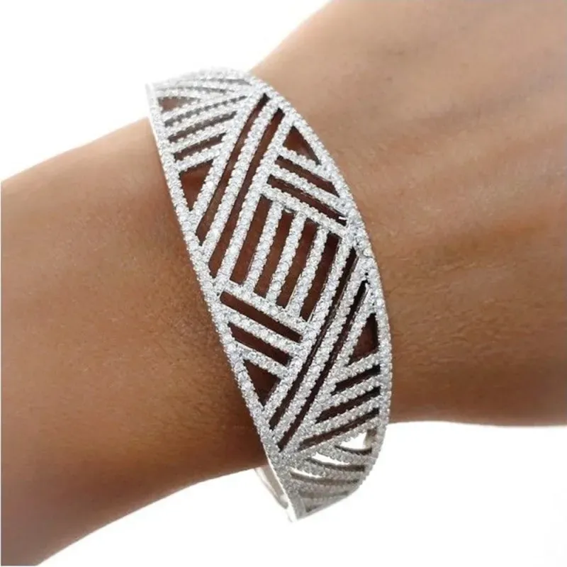 Pulsera brazalete plata Ley 925m circonita rodiado [AB0927]