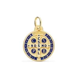 San Benito Medalla Escapulario de 18k con 20 mm. y detalle esmaltado
