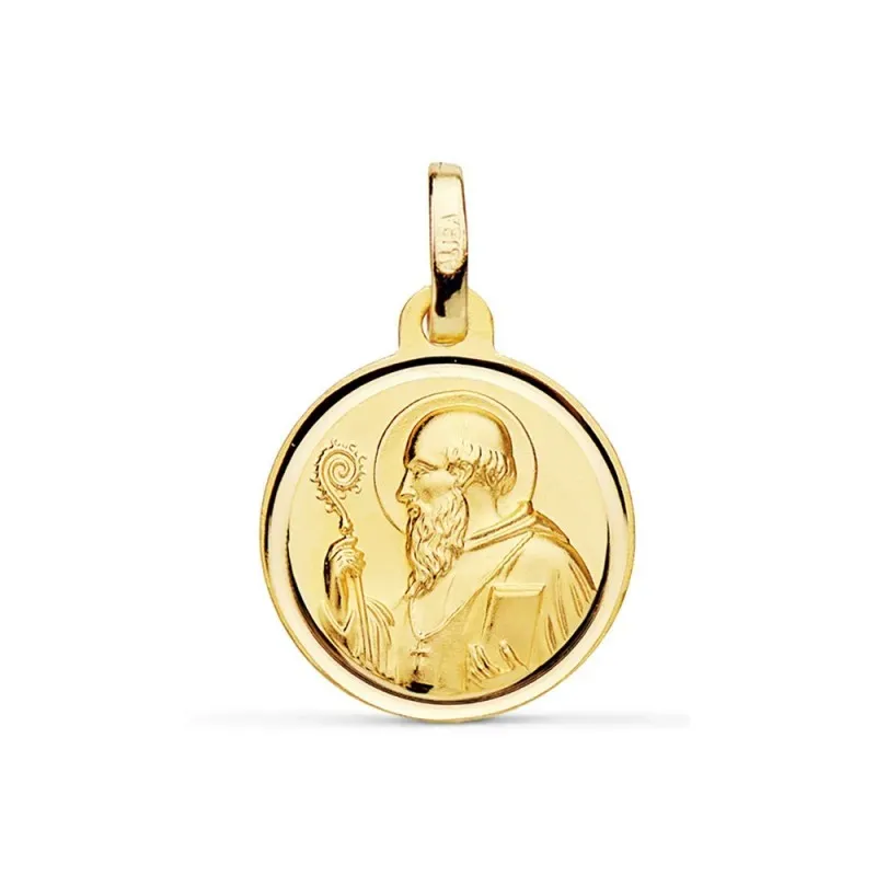 Escapulario San Benito Medalla en Oro de 18k con 14 mm.