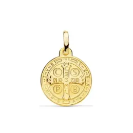 Escapulario San Benito Medalla en Oro de 18k con 14 mm.