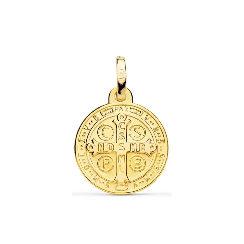 Escapulario San Benito Medalla en Oro de 18k con 14 mm.