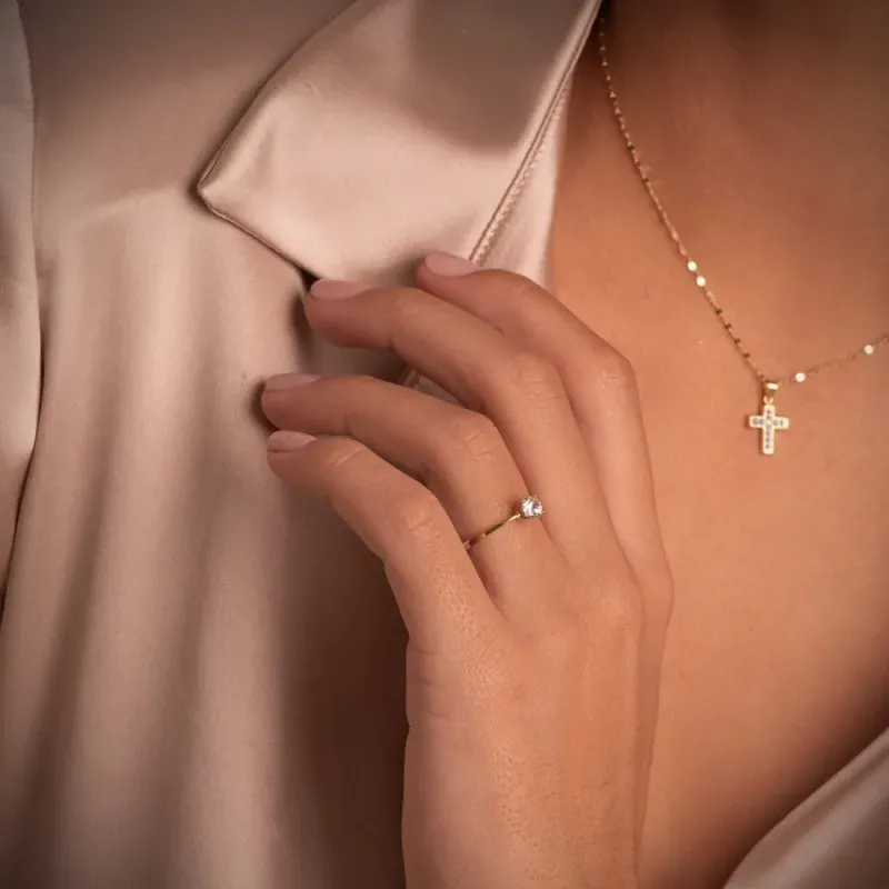 Solitario oro 18k circonita [7725]