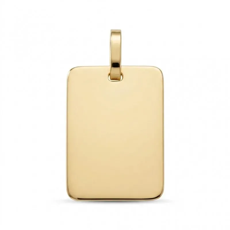 Colgante oro 9k unisex 17 mm. chapa rectangular lisa brillo
