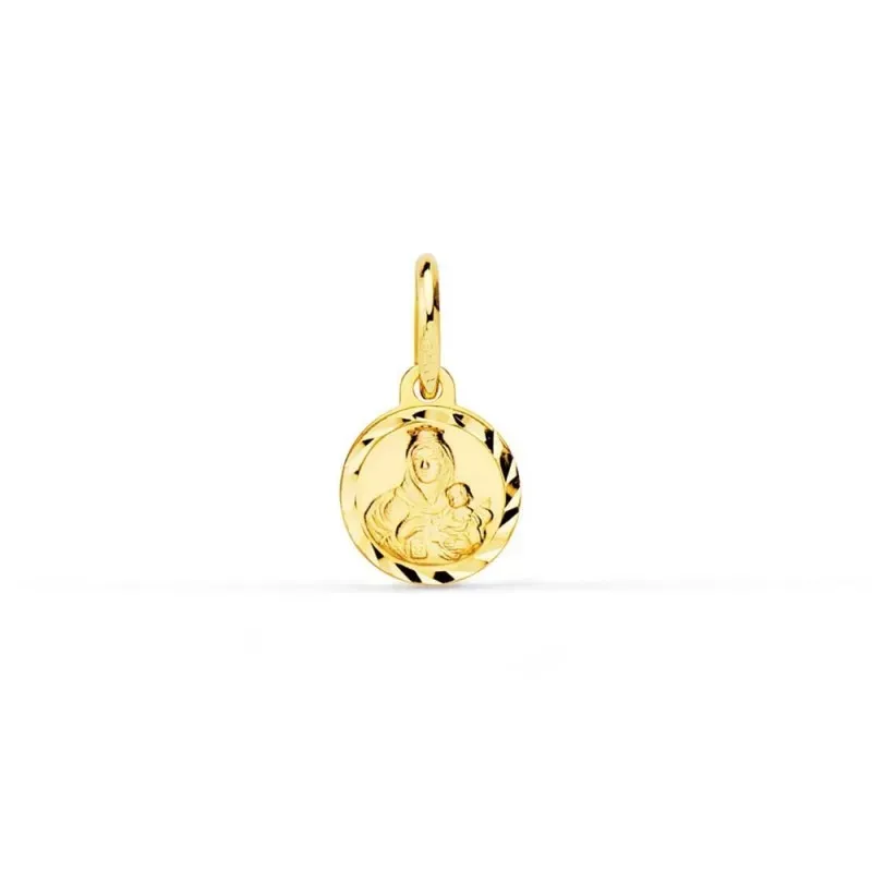 Virgen del Carmen Medalla Oro 18k niño 8 mm. bisel tallado