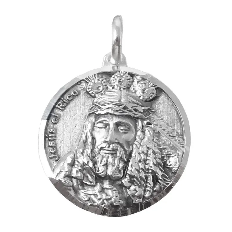 Jesús el Rico y Virgen del Amor de Málaga Escapulario en Plata de Ley