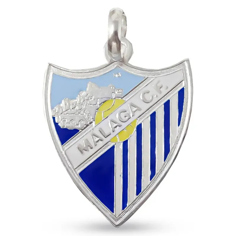 Málaga Club Fútbol Escudo Colgante Plata Ley 925m macizo 28 mm.. Grab