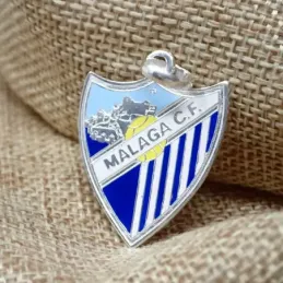 Málaga Club Fútbol Escudo Colgante en Plata Ley 925m macizo de 28 mm.