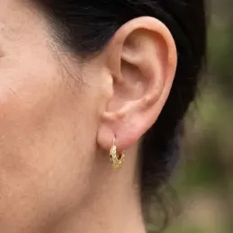 Aros Pendientes Criollas Oro 18k mujer 11 mm. tallados huecos ancho 2
