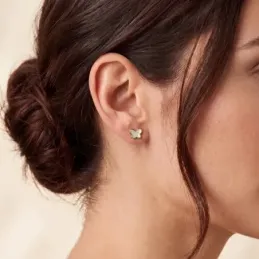 Pendientes oro 18k mariposa 9mm. nácar  [AB4724]