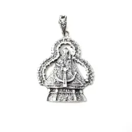 Virgen de la Cabeza maciza plata Ley 925m medalla colgante con peana