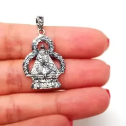 Virgen de la Cabeza maciza plata Ley 925m medalla colgante con peana