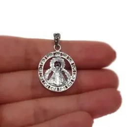 Virgen de la Cabeza colgante medalla maciza plata Ley 925m calada 25
