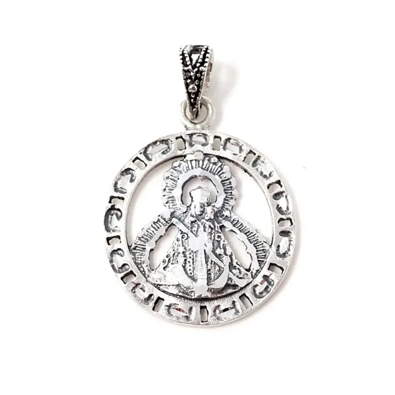 Virgen de la Cabeza colgante medalla maciza plata Ley 925m calada 25