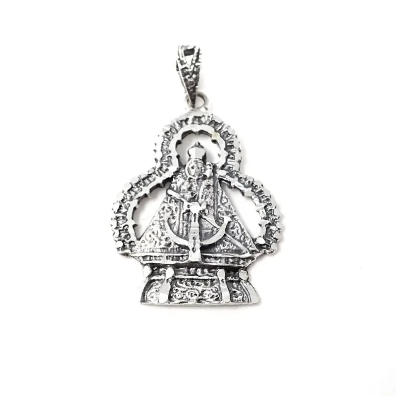 Virgen de la Cabeza medalla maciza plata Ley 925m colgante 28 mm. sil