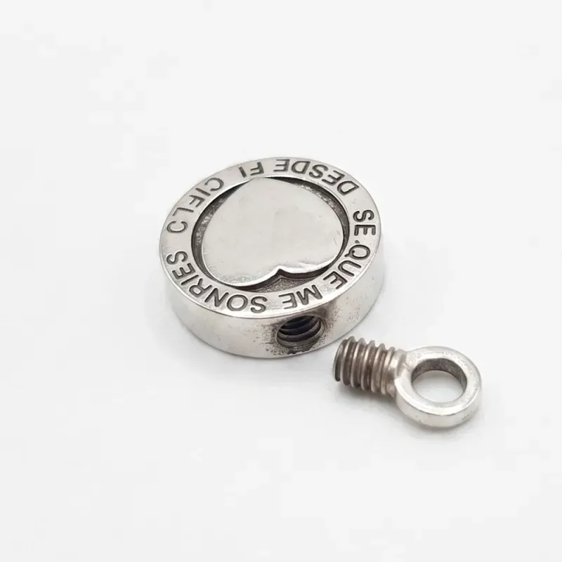 Colgante Plata Ley 925m guarda cenizas 17 mm. mensaje SÉ QUE ME SONRÍ