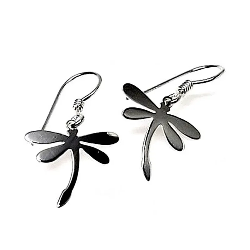 Pendientes plata ley 925m largos lisos libélula [AB2647]